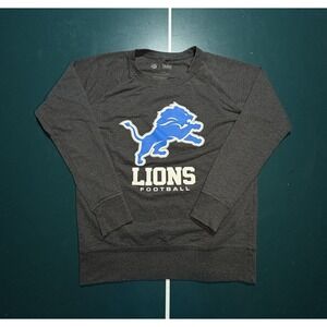 Detroit Lions Crewneck Sweatshirt Women's Large Lightweight Gray Blue Logo NFL